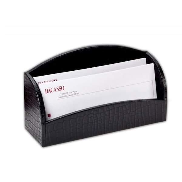 Dacasso Black Crocodile Embossed Leather Letter Holder AG-2208 - main